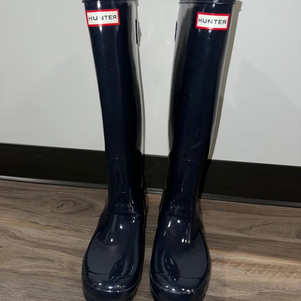 Hunter Original Back Adjustable Boot Gloss Navy Blue